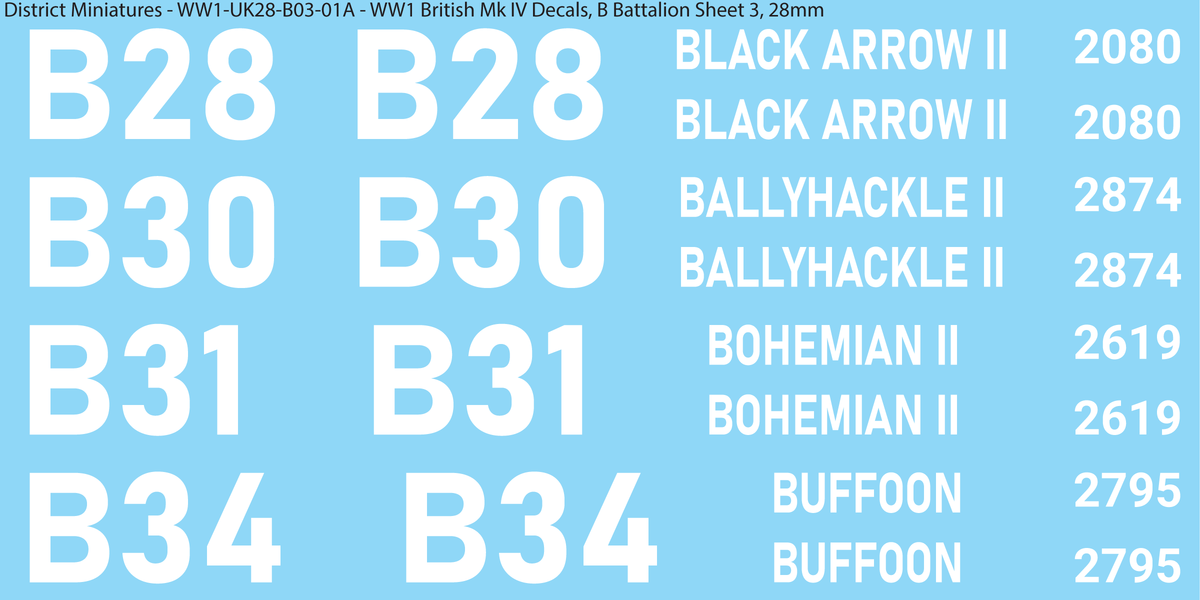 B Battalion Sheet 3, 28mm