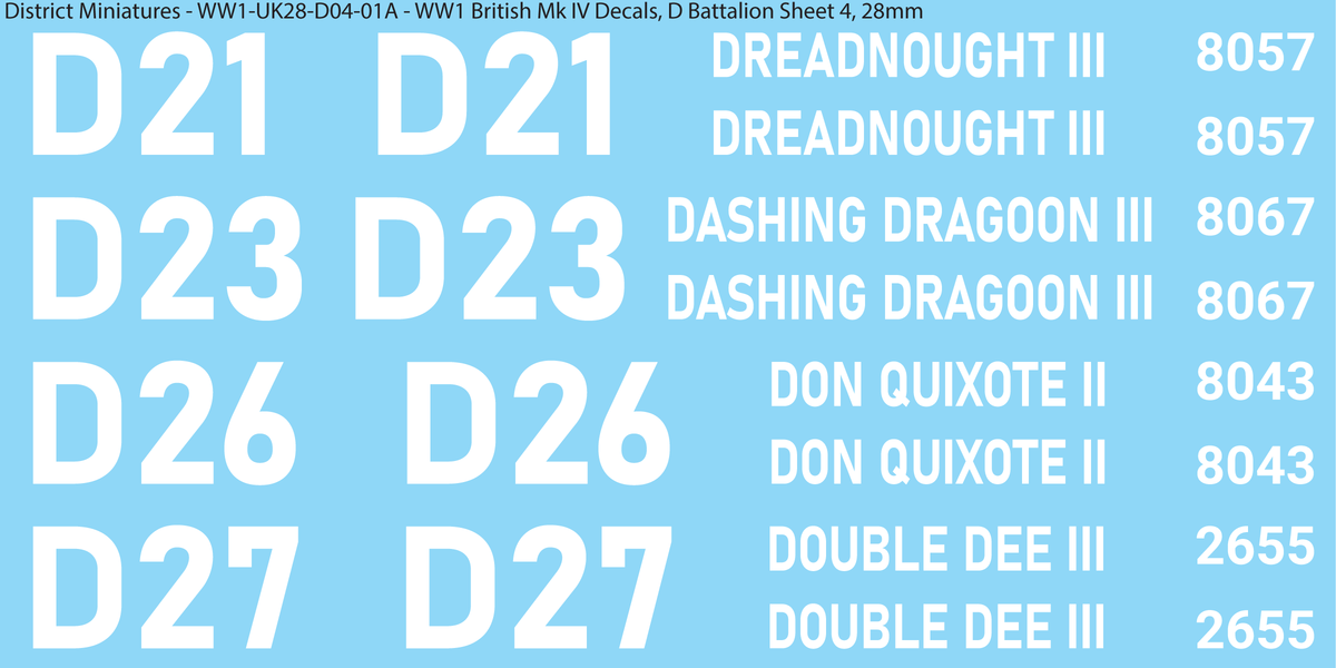 D Battalion Sheet 4, 28mm