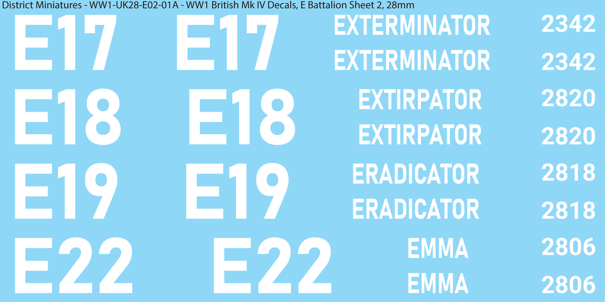 E Battalion Sheet 2, 28mm