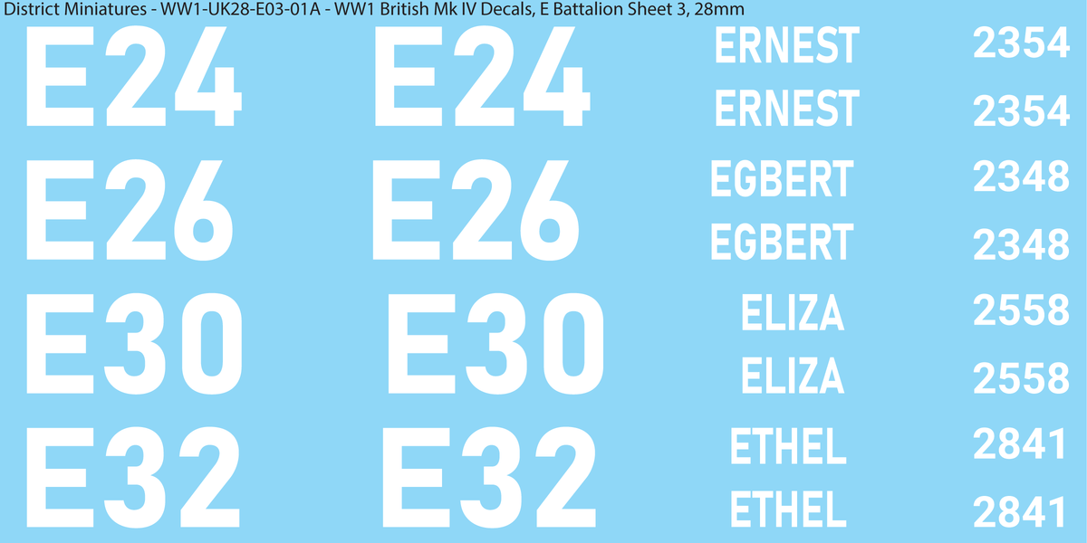 E Battalion Sheet 3, 28mm