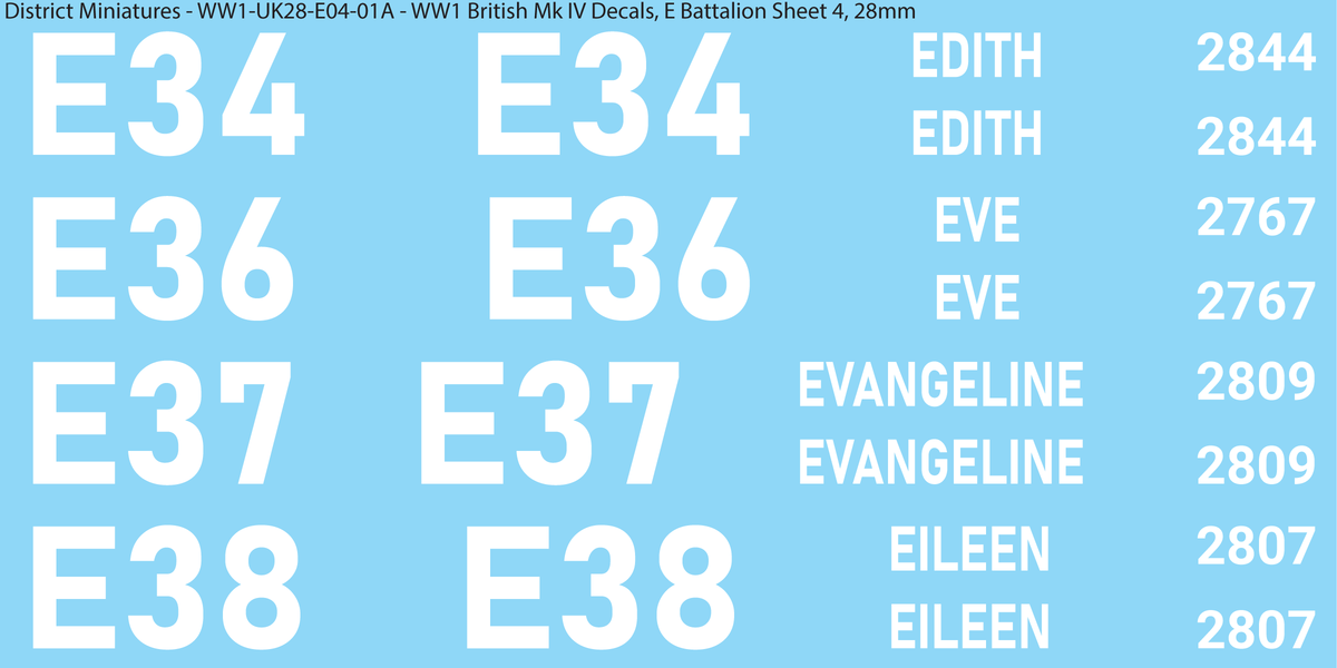 E Battalion Sheet 4, 28mm