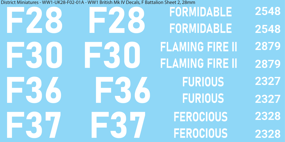 F Battalion Sheet 2, 28mm