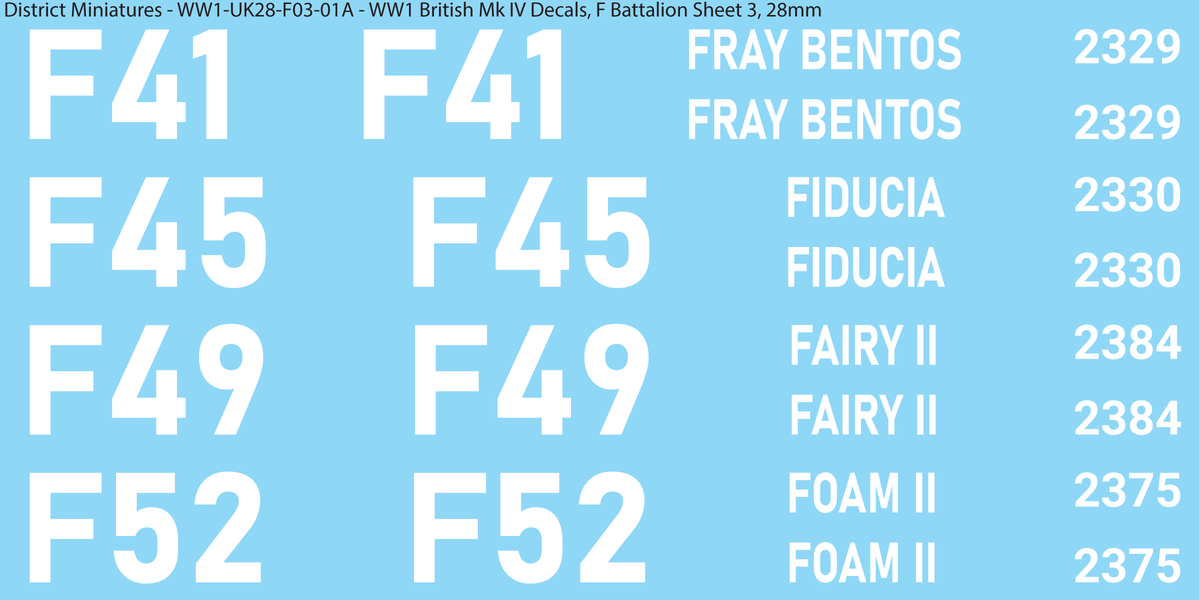 F Battalion Sheet 3, 28mm