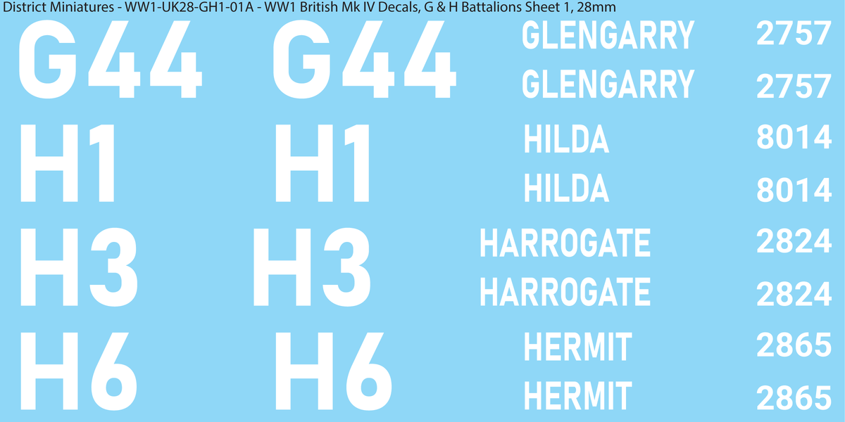 G & H Battalions Sheet 1, 28mm