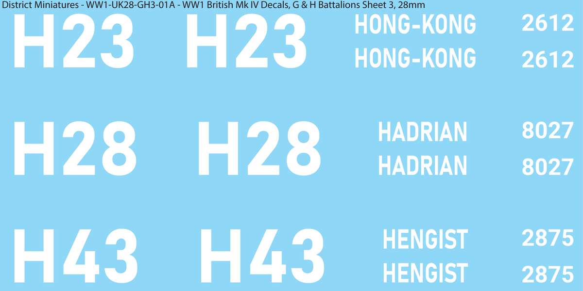 G & H Battalions Sheet 3, 28mm