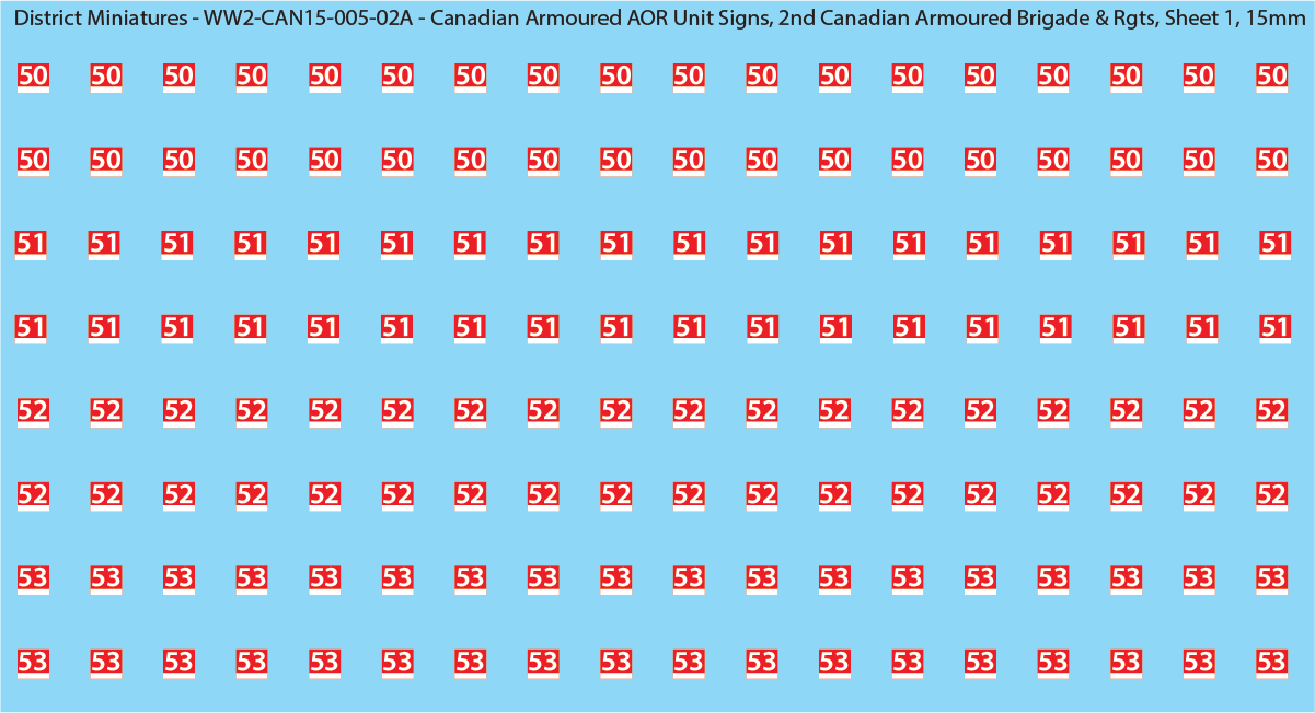 WW2 Canada - Canadian Armoured AOR Unit Signs (Multiple Options), 15mm