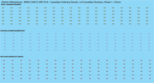 WW2 Canada - Canadian Infantry Decals (Multiple Options), 15mm Decals