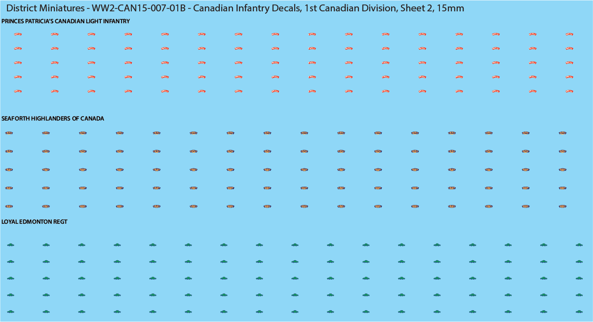 WW2 Canada - Canadian Infantry Decals (Multiple Options), 15mm Decals