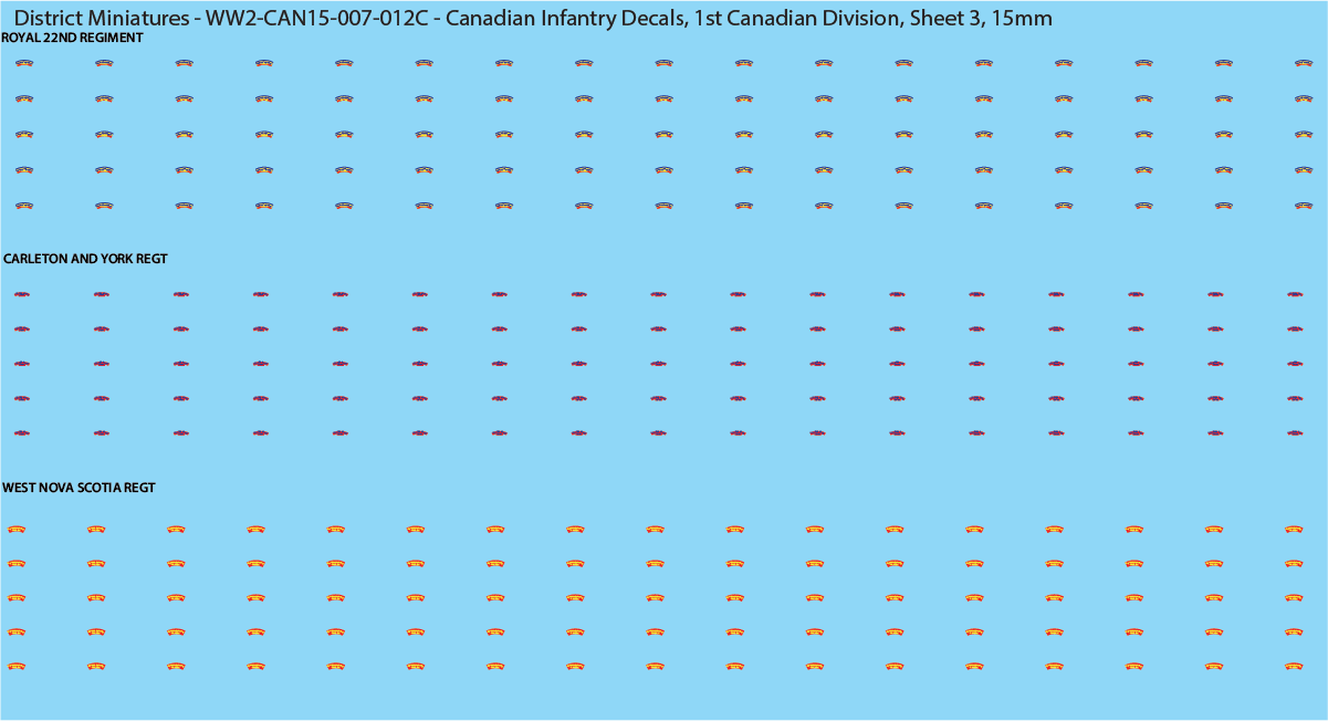 WW2 Canada - Canadian Infantry Decals (Multiple Options), 15mm Decals