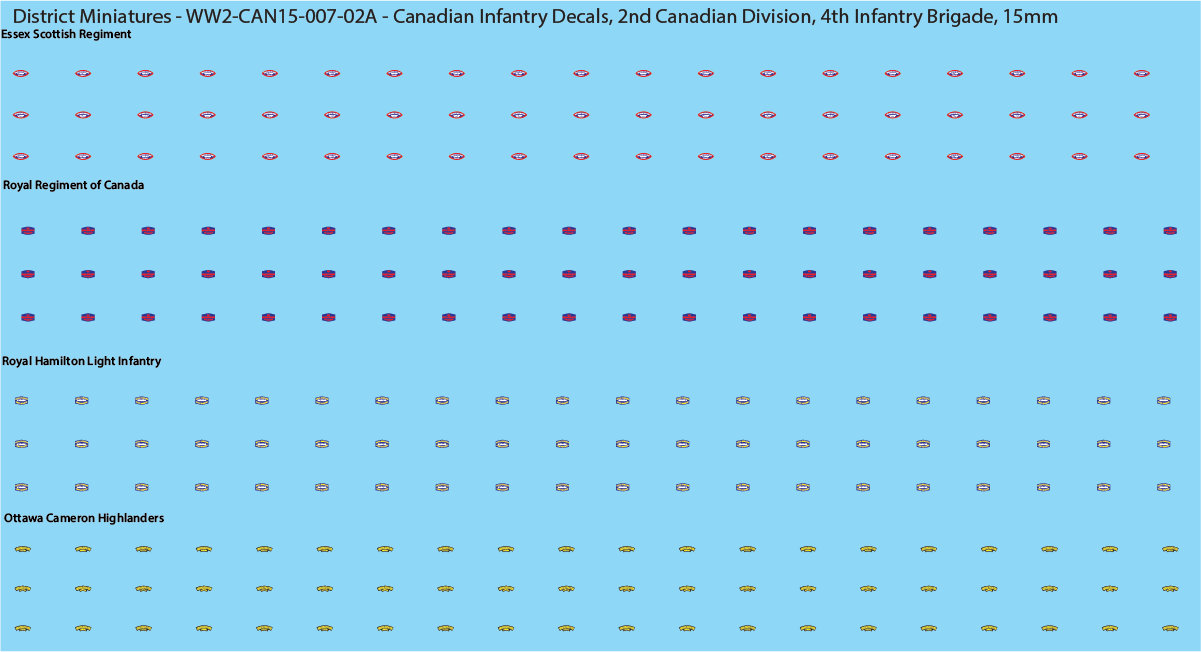 WW2 Canada - Canadian Infantry Decals (Multiple Options), 15mm Decals