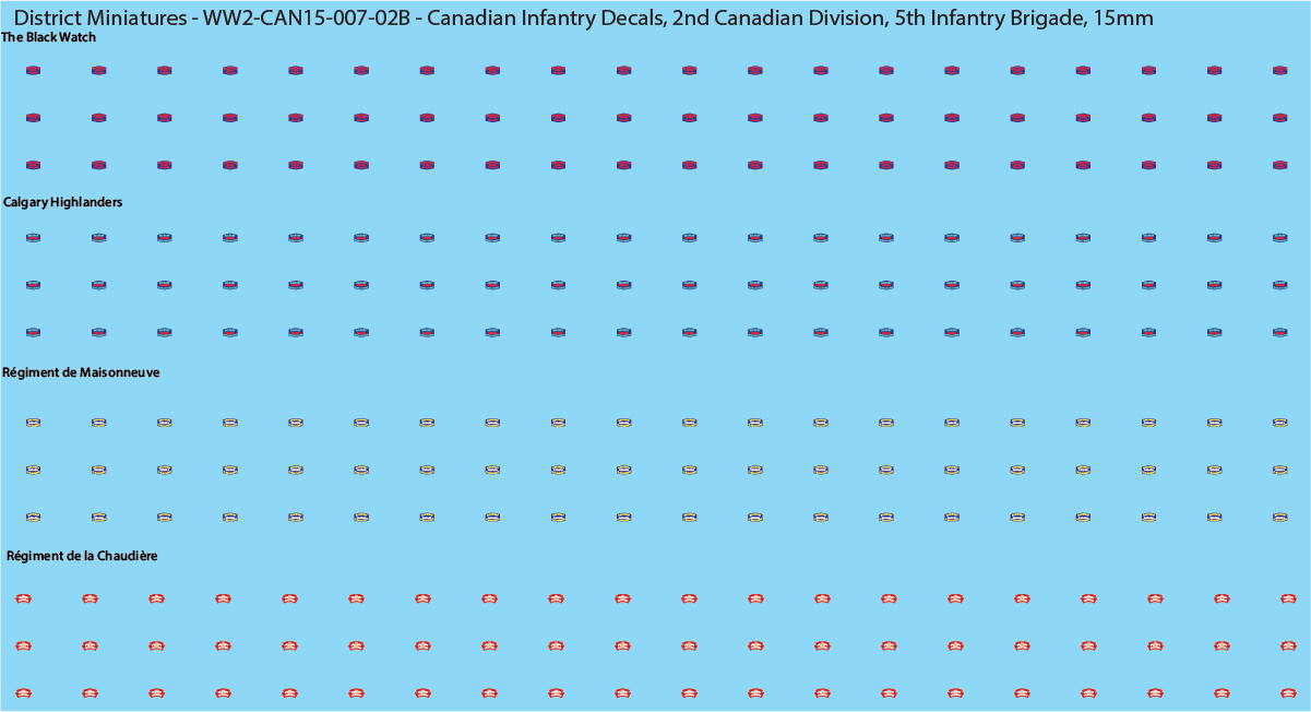 WW2 Canada - Canadian Infantry Decals (Multiple Options), 15mm Decals