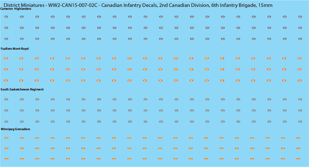 WW2 Canada - Canadian Infantry Decals (Multiple Options), 15mm Decals