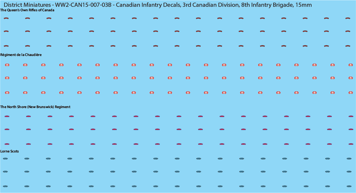 WW2 Canada - Canadian Infantry Decals (Multiple Options), 15mm Decals