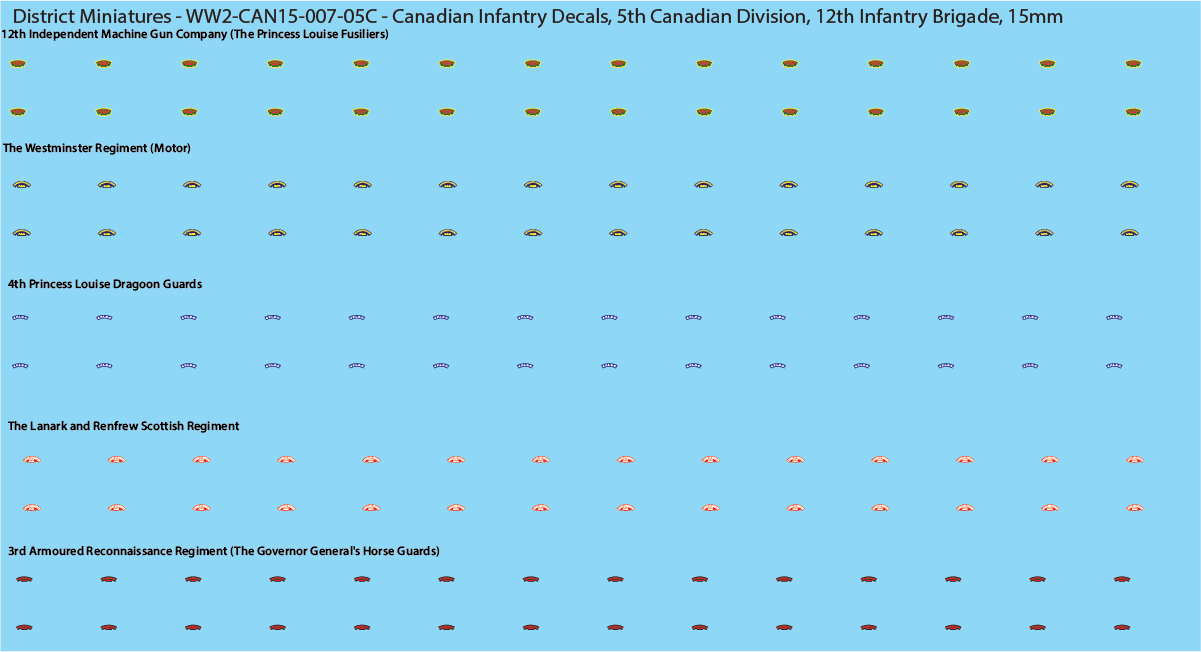 WW2 Canada - Canadian Infantry Decals (Multiple Options), 15mm Decals