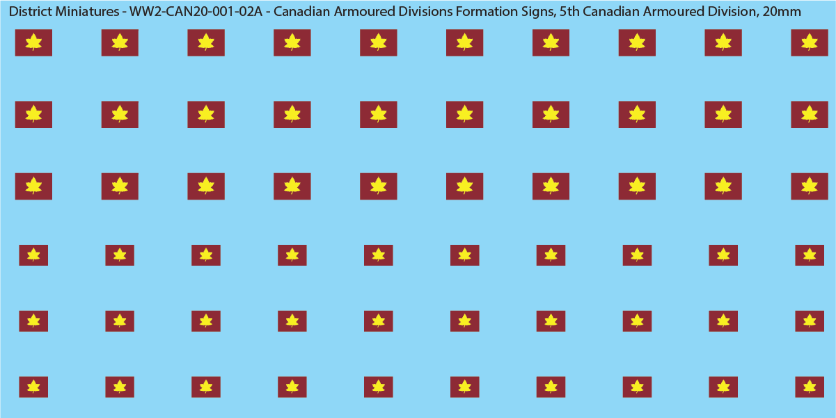 WW2 Canada - Canadian Armoured Divisions Formation Signs (Multiple Options), 20mm