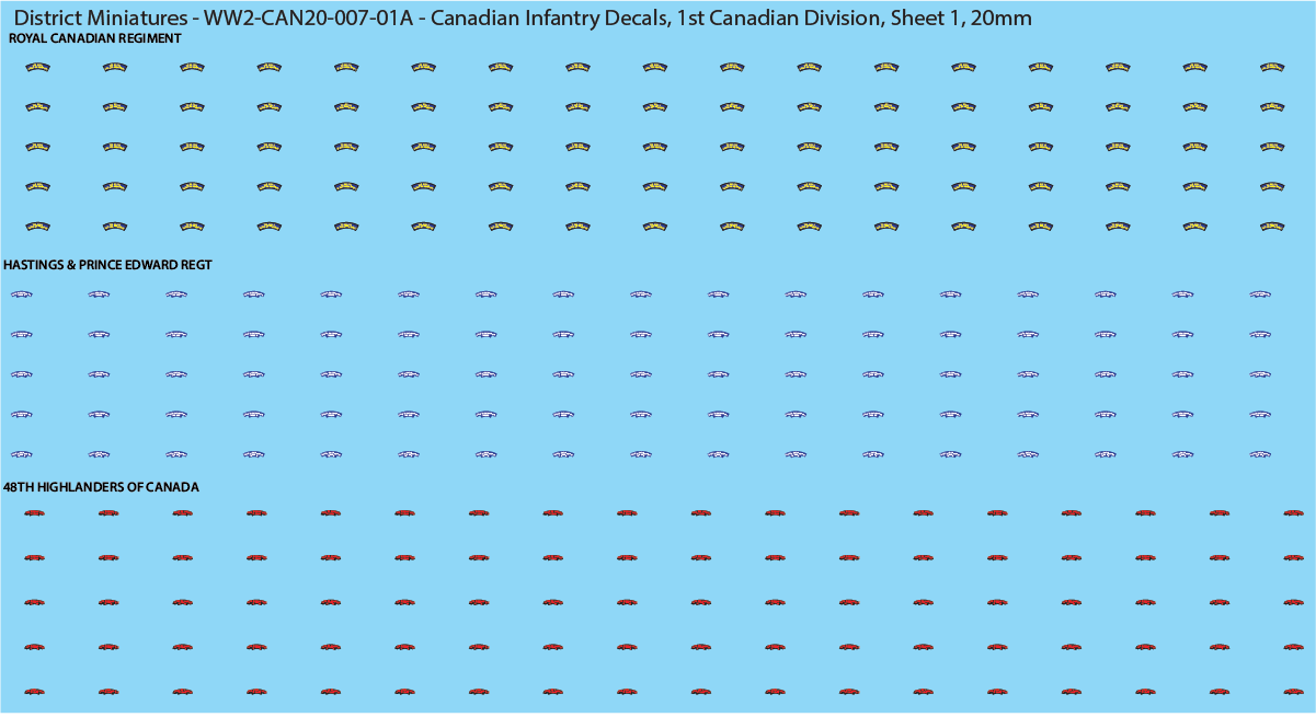 WW2 Canada - Canadian Infantry Decals (Multiple Options), 20mm Decals