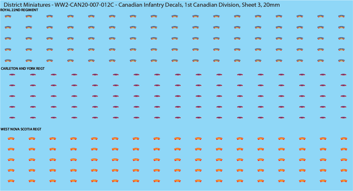 WW2 Canada - Canadian Infantry Decals (Multiple Options), 20mm Decals