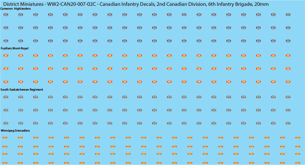 WW2 Canada - Canadian Infantry Decals (Multiple Options), 20mm Decals