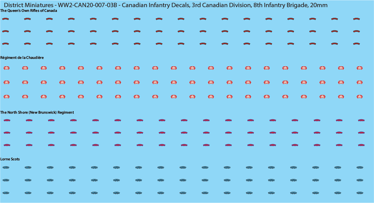 WW2 Canada - Canadian Infantry Decals (Multiple Options), 20mm Decals