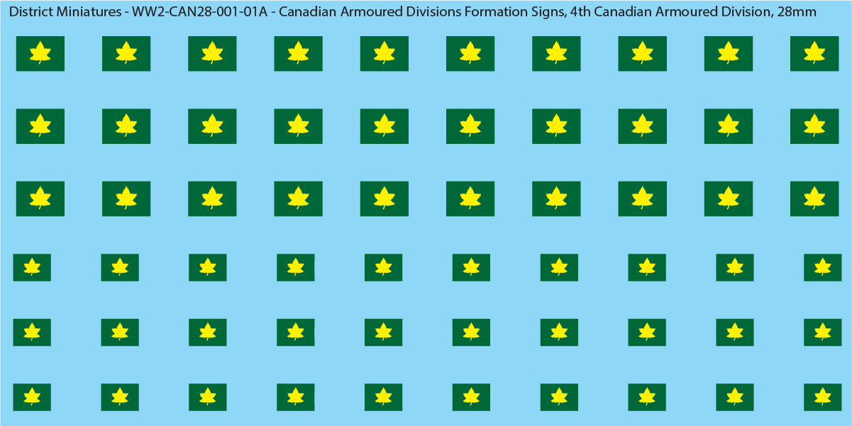 WW2 Canada - Canadian Armoured Divisions Formation Signs (Multiple Options), 28mm