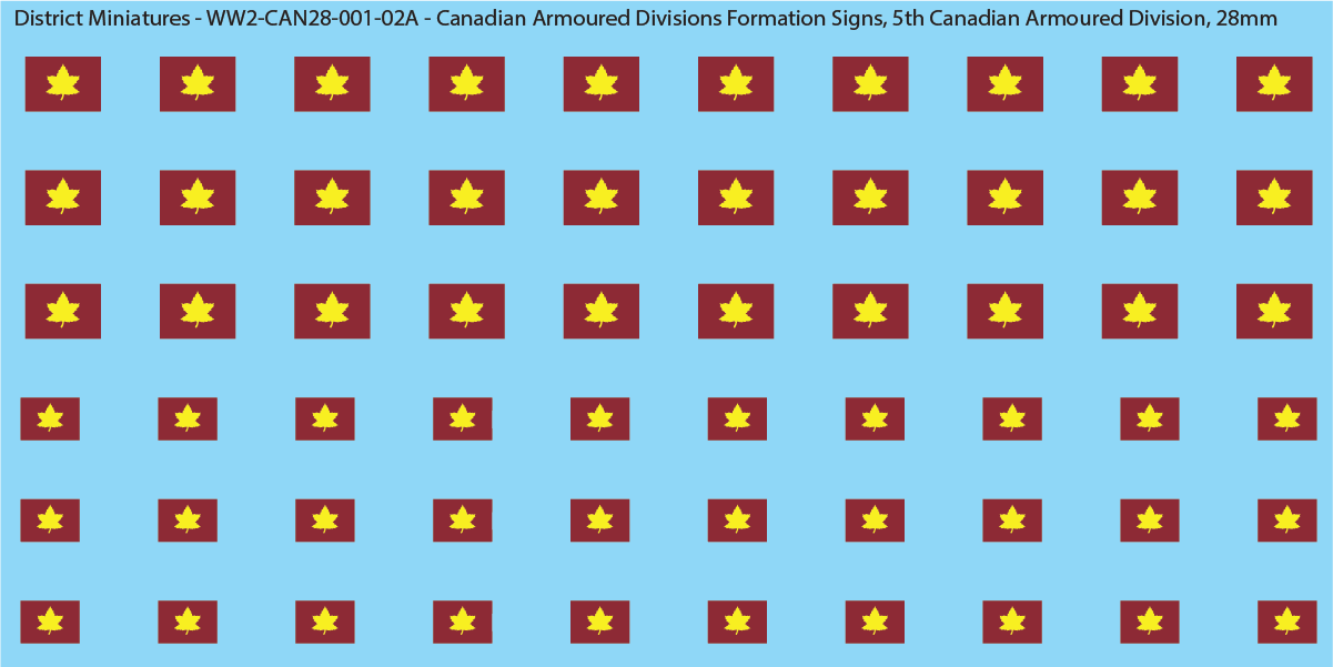 WW2 Canada - Canadian Armoured Divisions Formation Signs (Multiple Options), 28mm