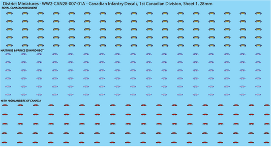 WW2 Canada - Canadian Infantry Decals (Multiple Options), 28mm Decals