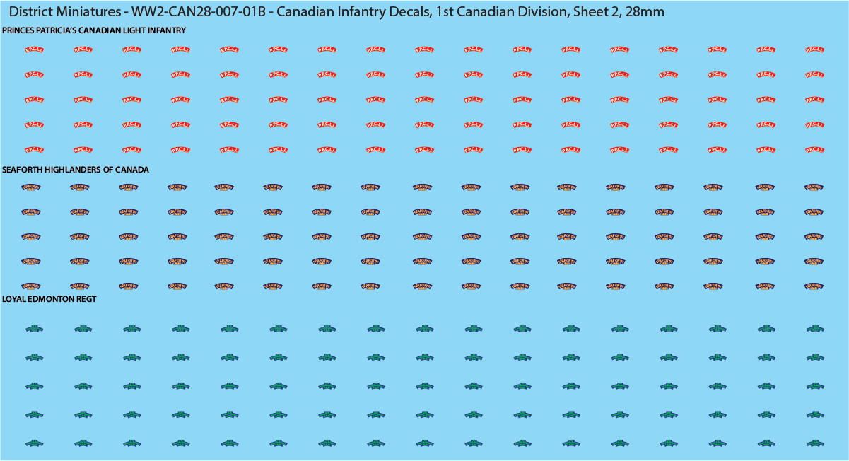 WW2 Canada - Canadian Infantry Decals (Multiple Options), 28mm Decals