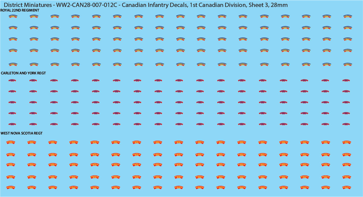 WW2 Canada - Canadian Infantry Decals (Multiple Options), 28mm Decals