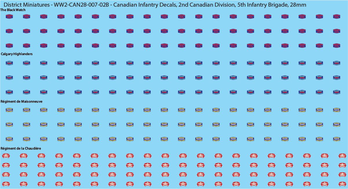 WW2 Canada - Canadian Infantry Decals (Multiple Options), 28mm Decals