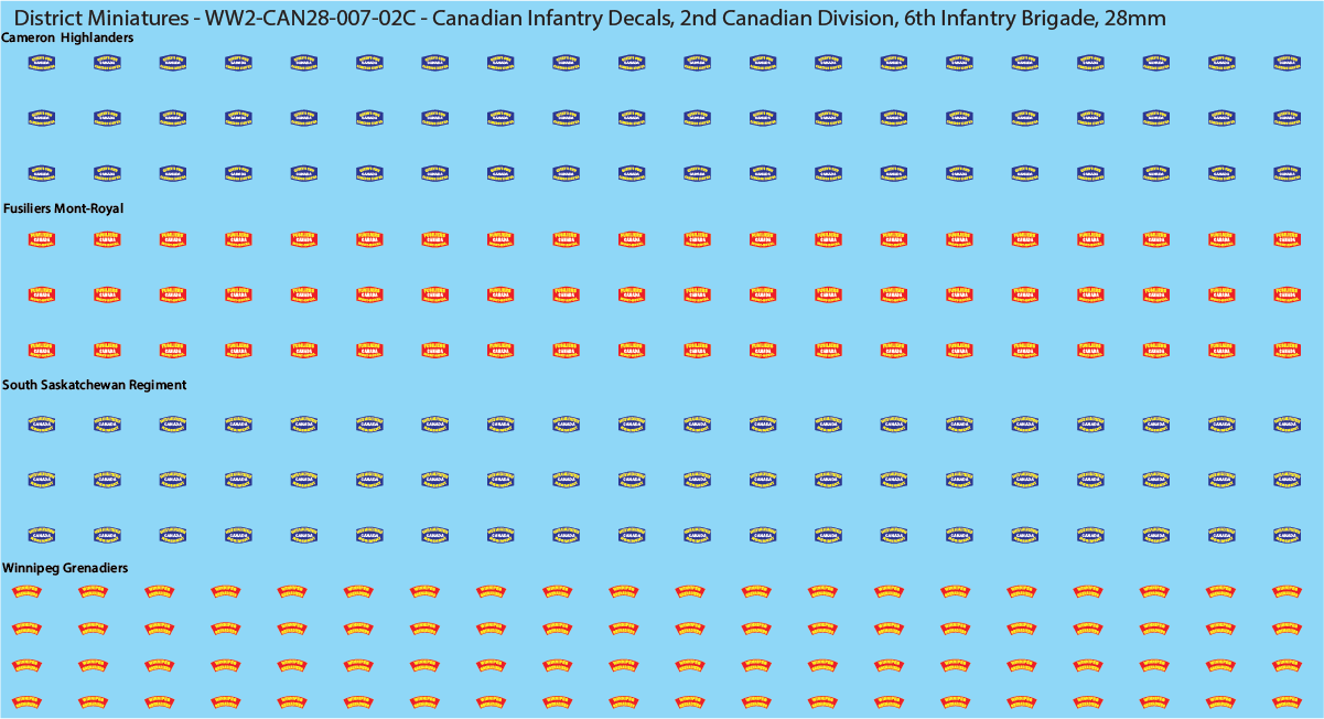 WW2 Canada - Canadian Infantry Decals (Multiple Options), 28mm Decals