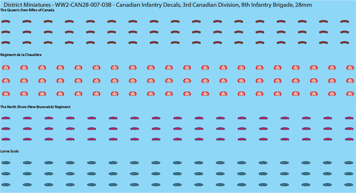 WW2 Canada - Canadian Infantry Decals (Multiple Options), 28mm Decals