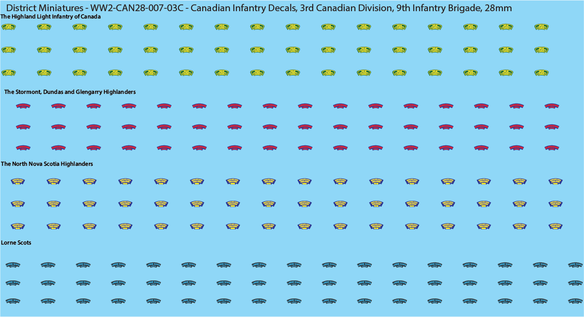 WW2 Canada - Canadian Infantry Decals (Multiple Options), 28mm Decals