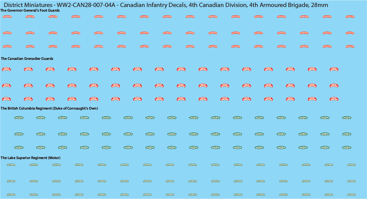 WW2 Canada - Canadian Infantry Decals (Multiple Options), 28mm Decals