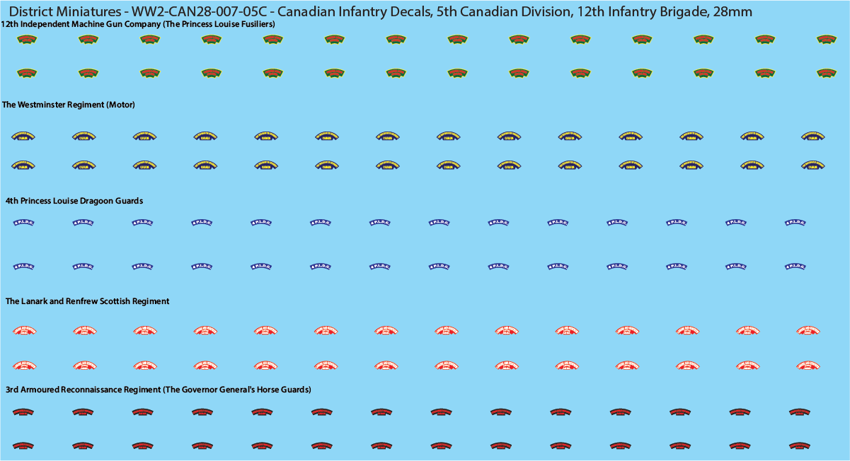 WW2 Canada - Canadian Infantry Decals (Multiple Options), 28mm Decals