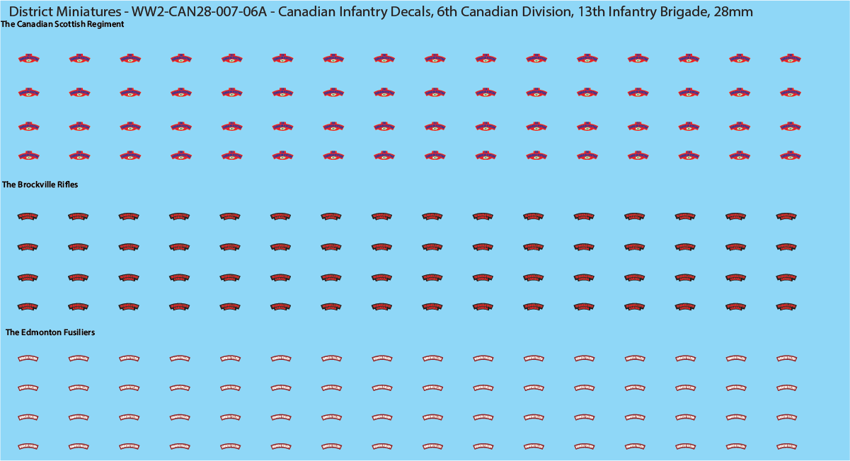 WW2 Canada - Canadian Infantry Decals (Multiple Options), 28mm Decals