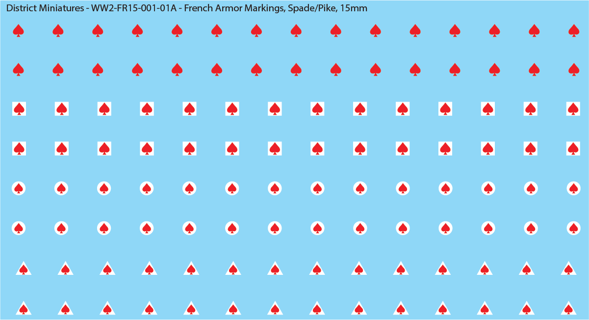 WW2 France - French Armor Markings (Multiple Options), 15mm Decals