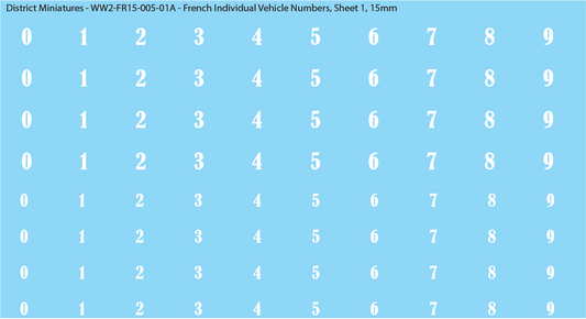 WW2 France - French Individual Vehicle Numbers, 15mm