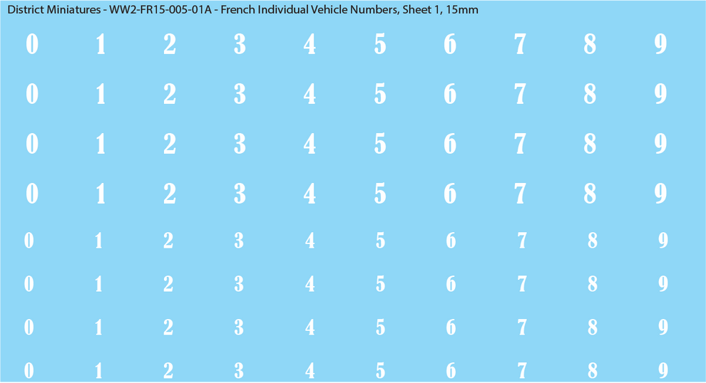 WW2 France - French Individual Vehicle Numbers, 15mm – District Miniatures
