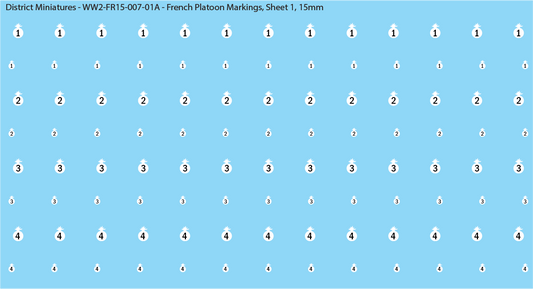 WW2 France - French Platoon Markings (Multiple Options), 15mm