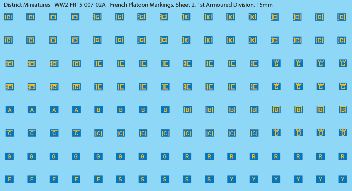 WW2 France - French Platoon Markings (Multiple Options), 15mm
