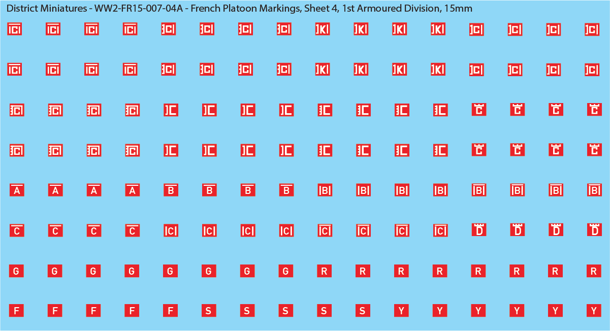 WW2 France - French Platoon Markings (Multiple Options), 15mm