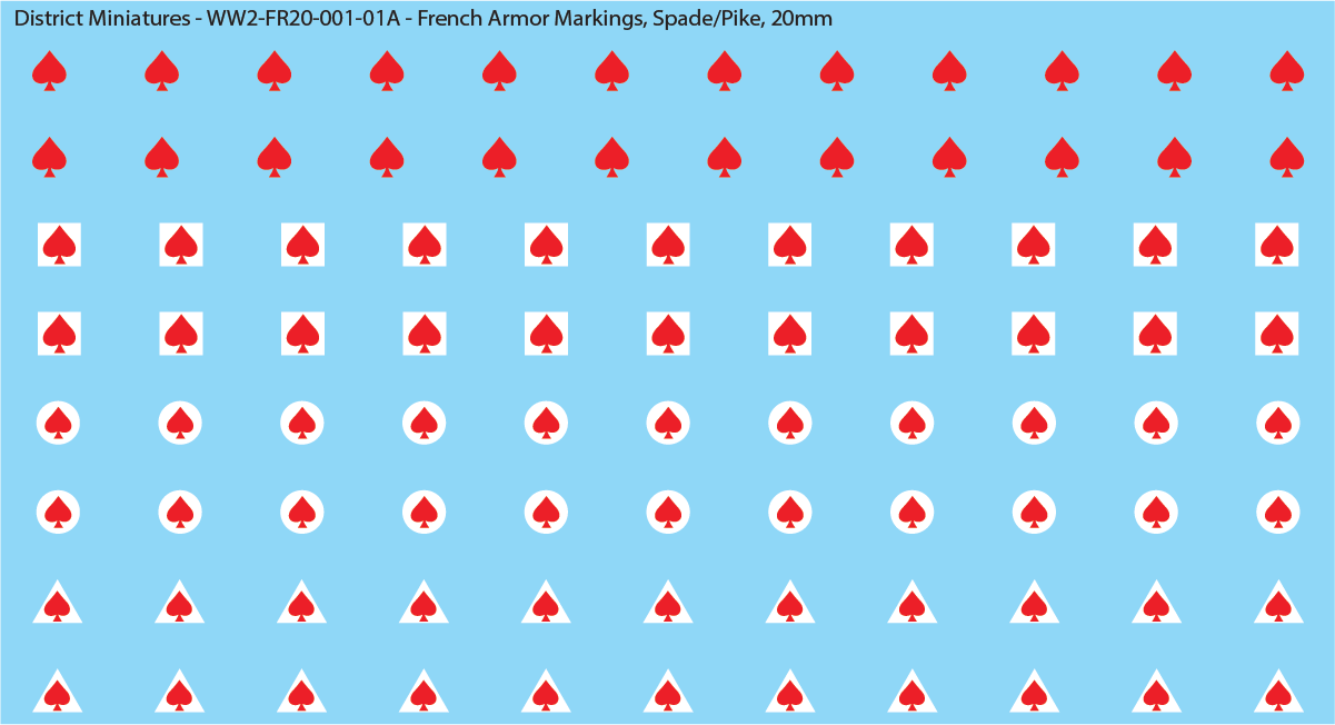 WW2 France - French Armor Markings (Multiple Options), 20mm Decals