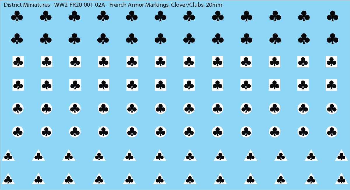 WW2 France - French Armor Markings (Multiple Options), 20mm Decals