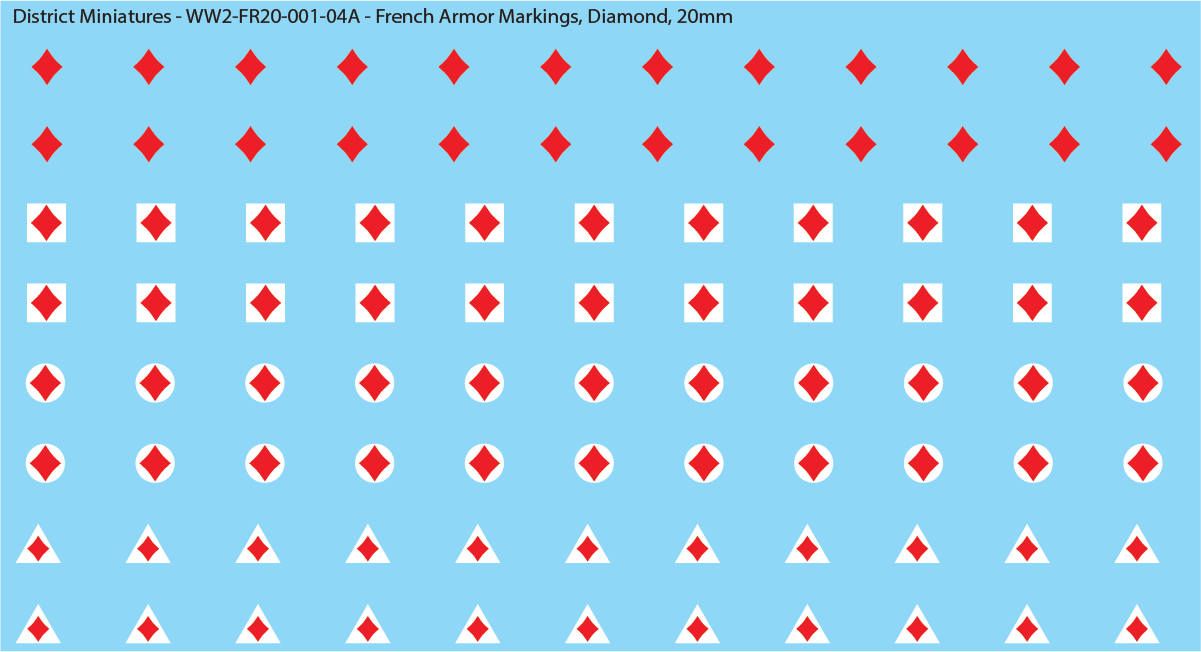 WW2 France - French Armor Markings (Multiple Options), 20mm Decals