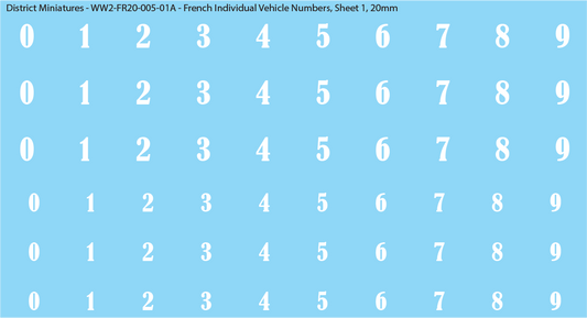 WW2 France - French Individual Vehicle Numbers, 20mm