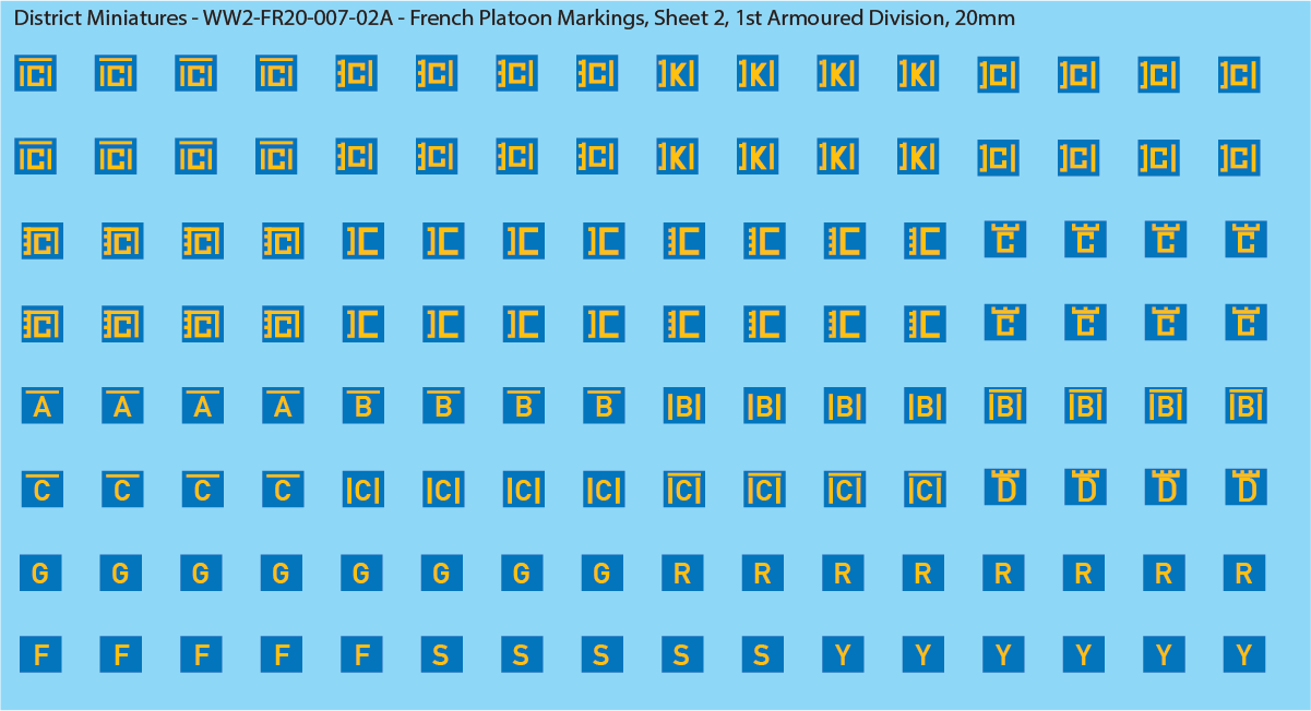 WW2 France - French Platoon Markings (Multiple Options), 20mm