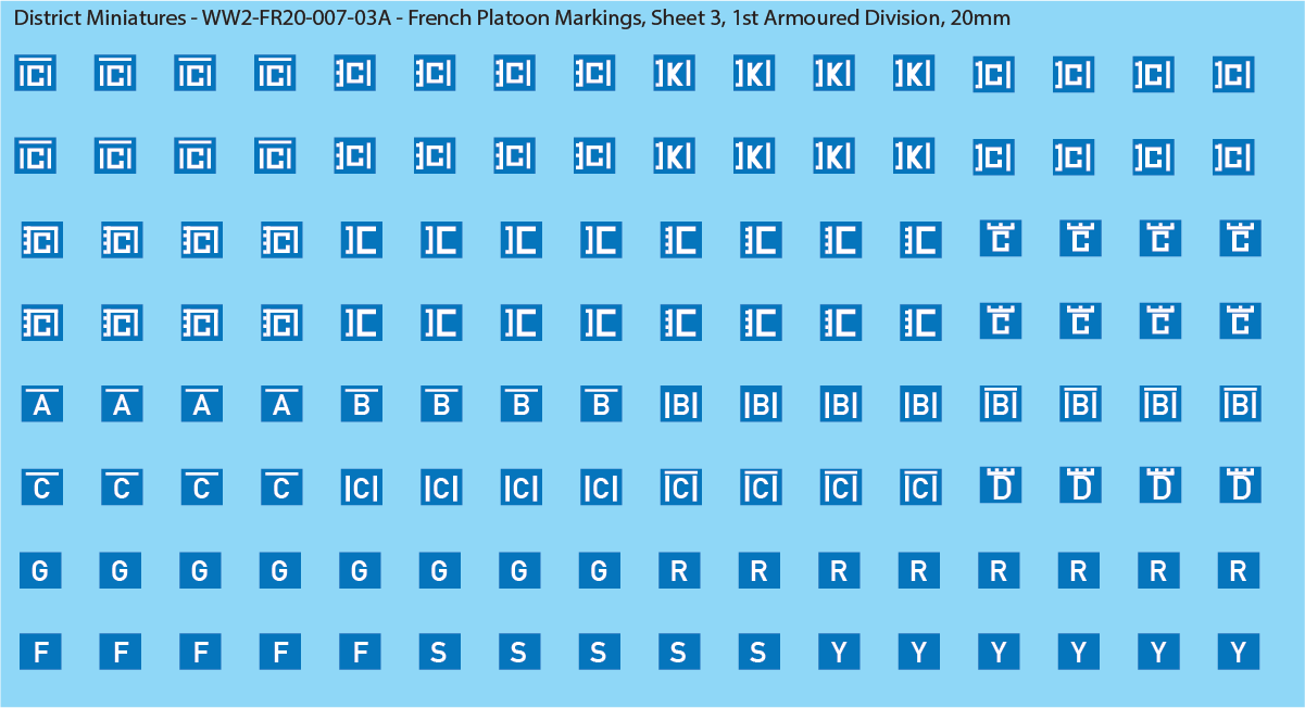 WW2 France - French Platoon Markings (Multiple Options), 20mm