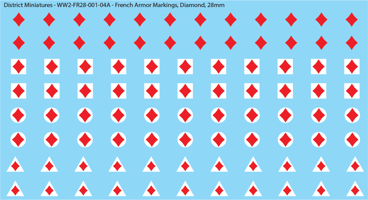 WW2 France - French Armor Markings (Multiple Options), 28mm Decals