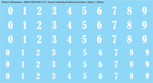 WW2 France - French Individual Vehicle Numbers, 28mm