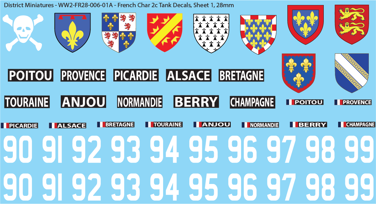 WW2 France - French Char 2c Tank Decals, 28mm